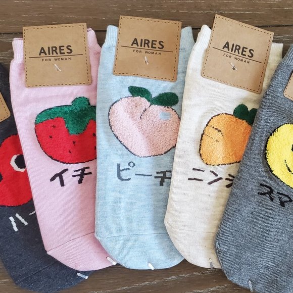 Yumeandme Accessories 5 Pairs Cute Socks Set Hiragana Japanese